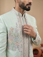 Silk Multicolor Hand Embroidery Carnival Indo Western