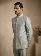 Raw silk hand embroidered bandgala