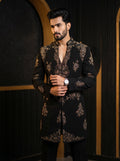 Black v neck hand work indo western