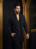 Hand Embroidered Front open Indo western with v neck kurta