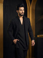 Hand Embroidered Front open Indo western with v neck kurta