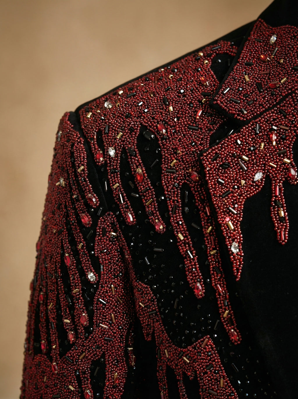 Black Japanese hand embroidered tuxedo