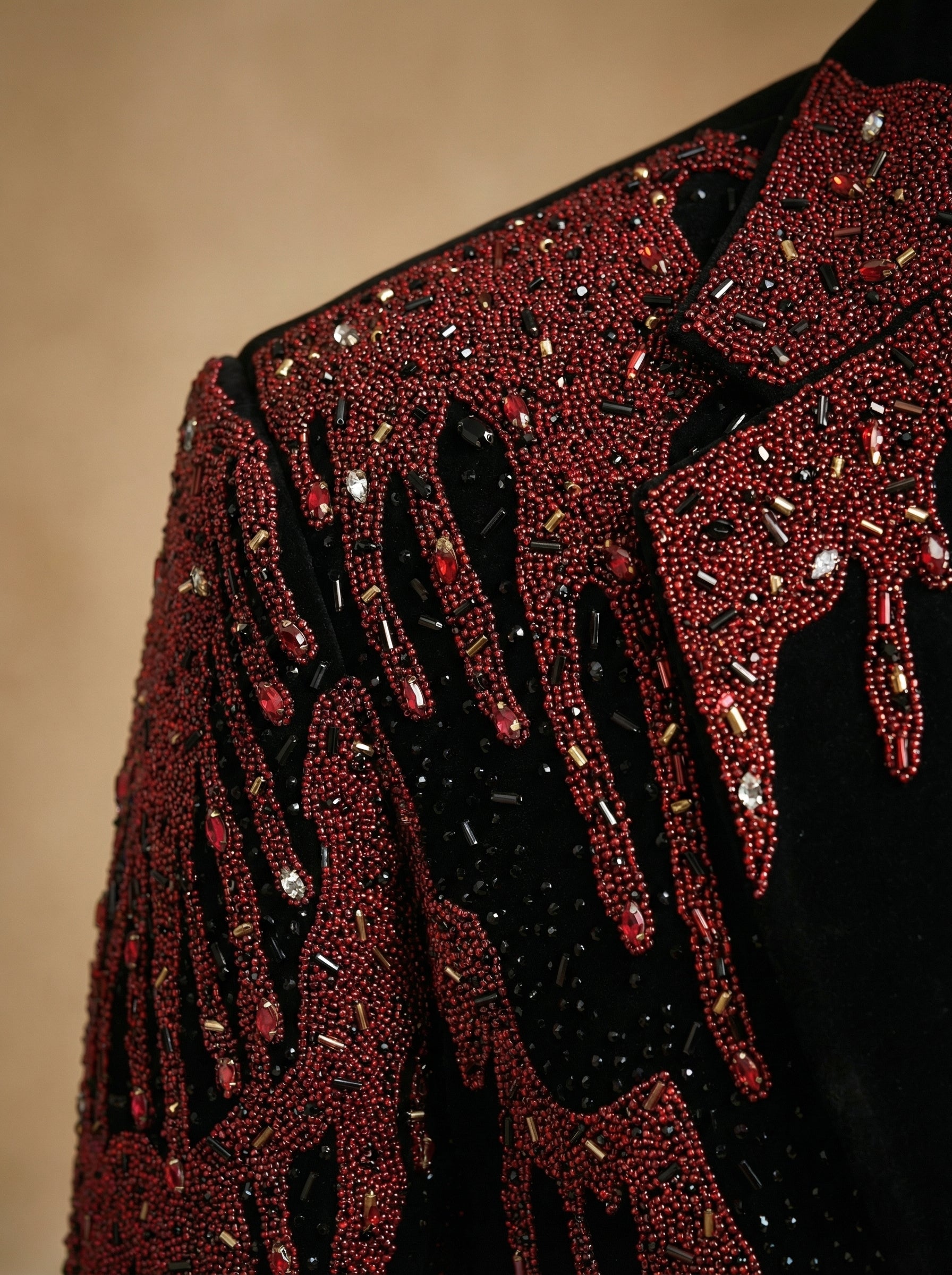 Black Japanese hand embroidered tuxedo