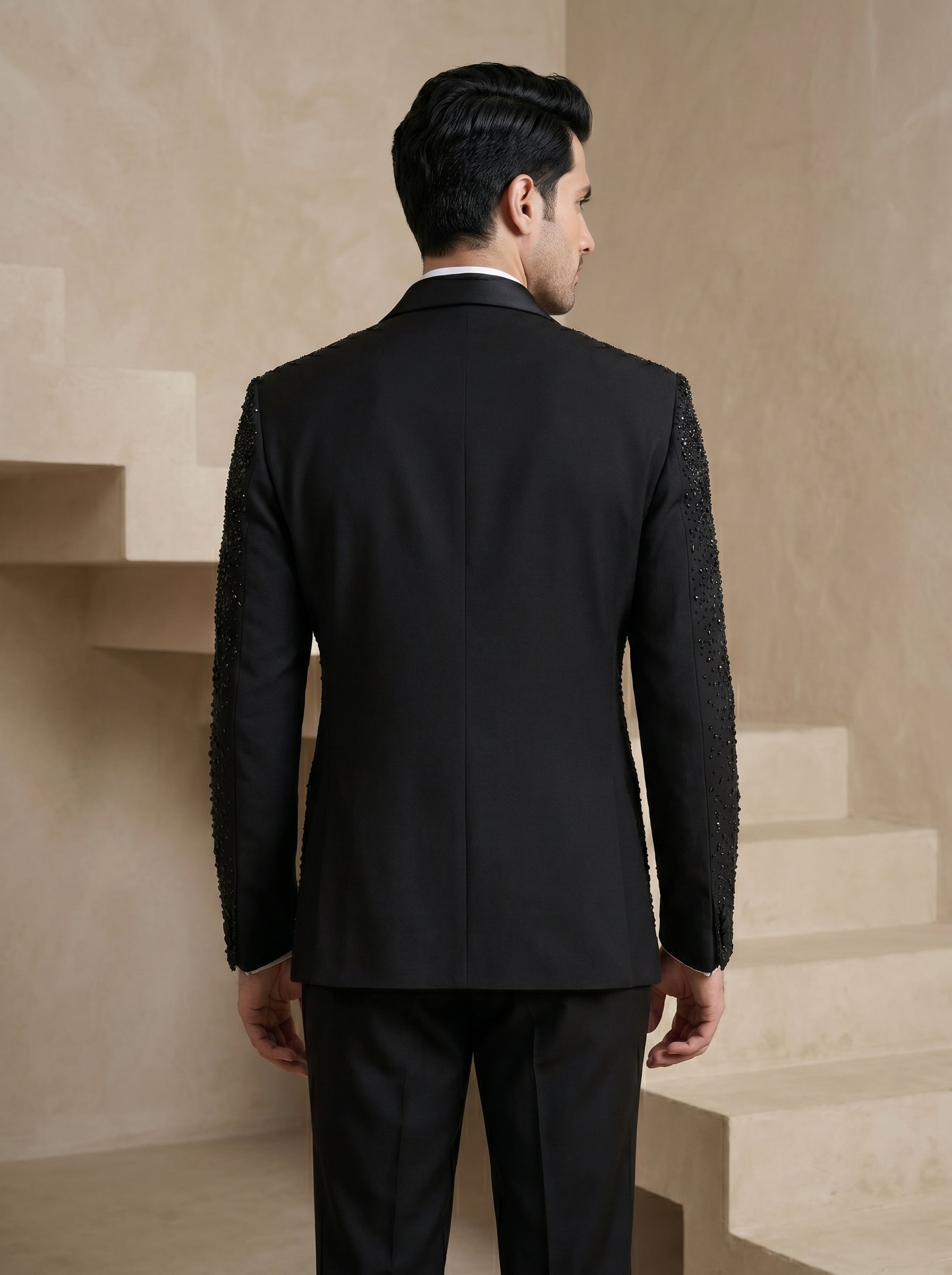 Black Japanese Hand Embroidered Tuxedo