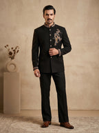 Black japanese hand embroidered jodhpuri