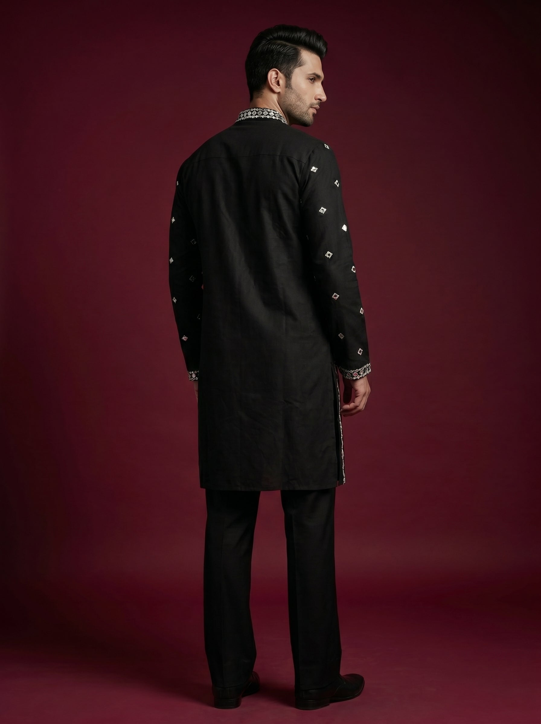Silk Mirror Embroidered Kurta Pajama