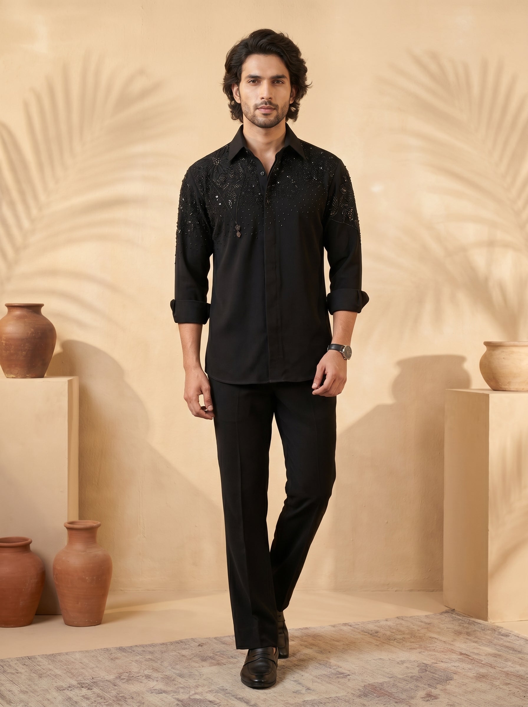 Hand embroidered designer shirts with same pants (SH-NU06)