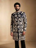 Navy Blue hand Embroidered Indo Western