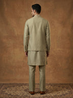 Hand Embroidered Silk Kurta Pajama Waistcoat Set