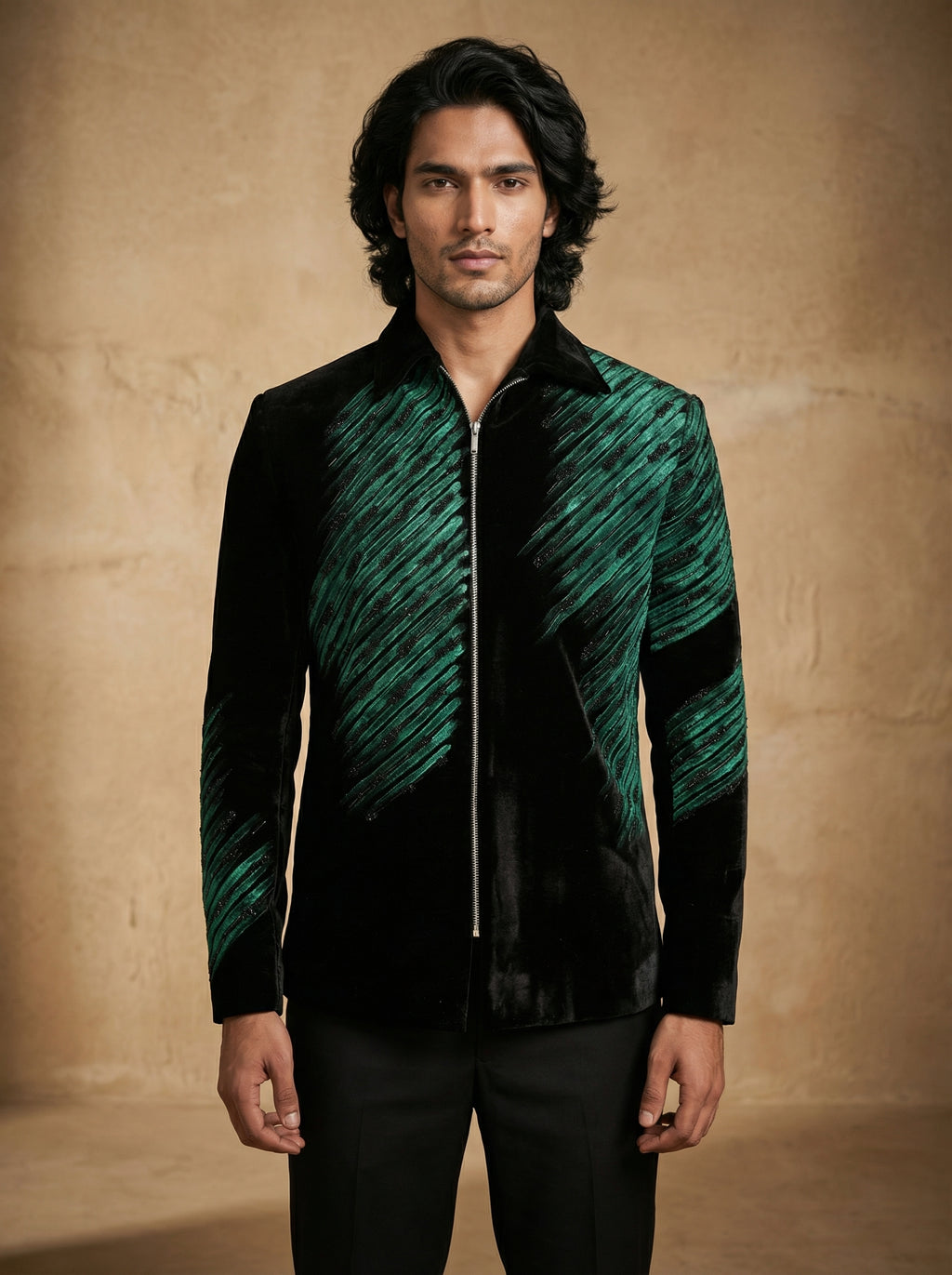 Hand painted and hand work velvet shacket