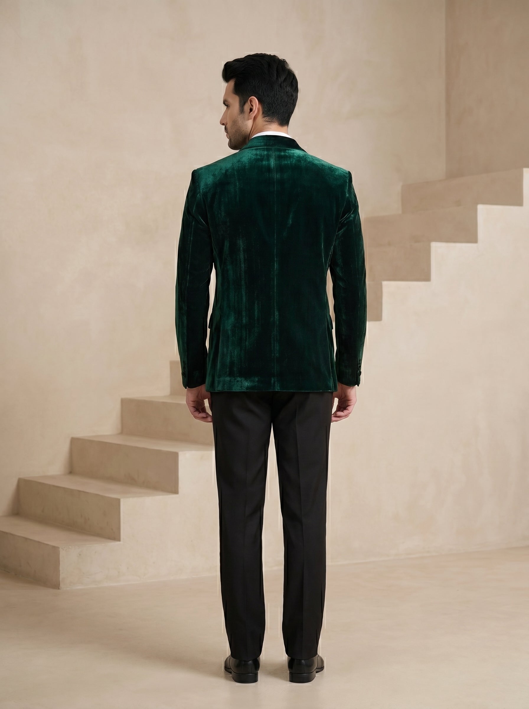 Green Velvet Hand Embroidered Tuxedo