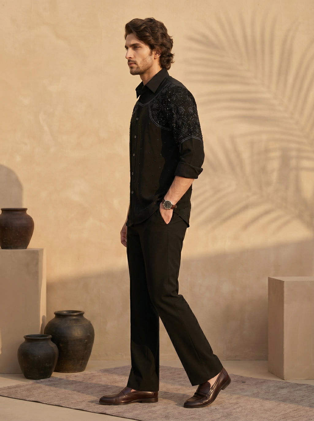 Hand embroidered designer shirts with same pants (SH-NU10)