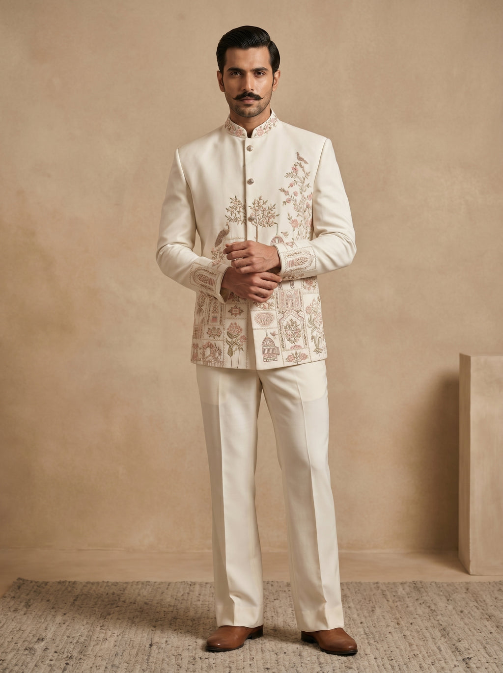 Ivory Jodhpuri with multicolor thread and hand work
