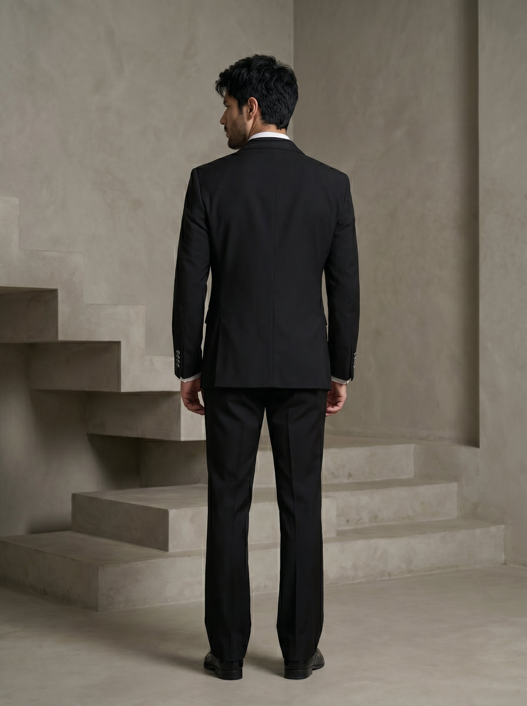 Black Japanese Hand Embroidered Tuxedo
